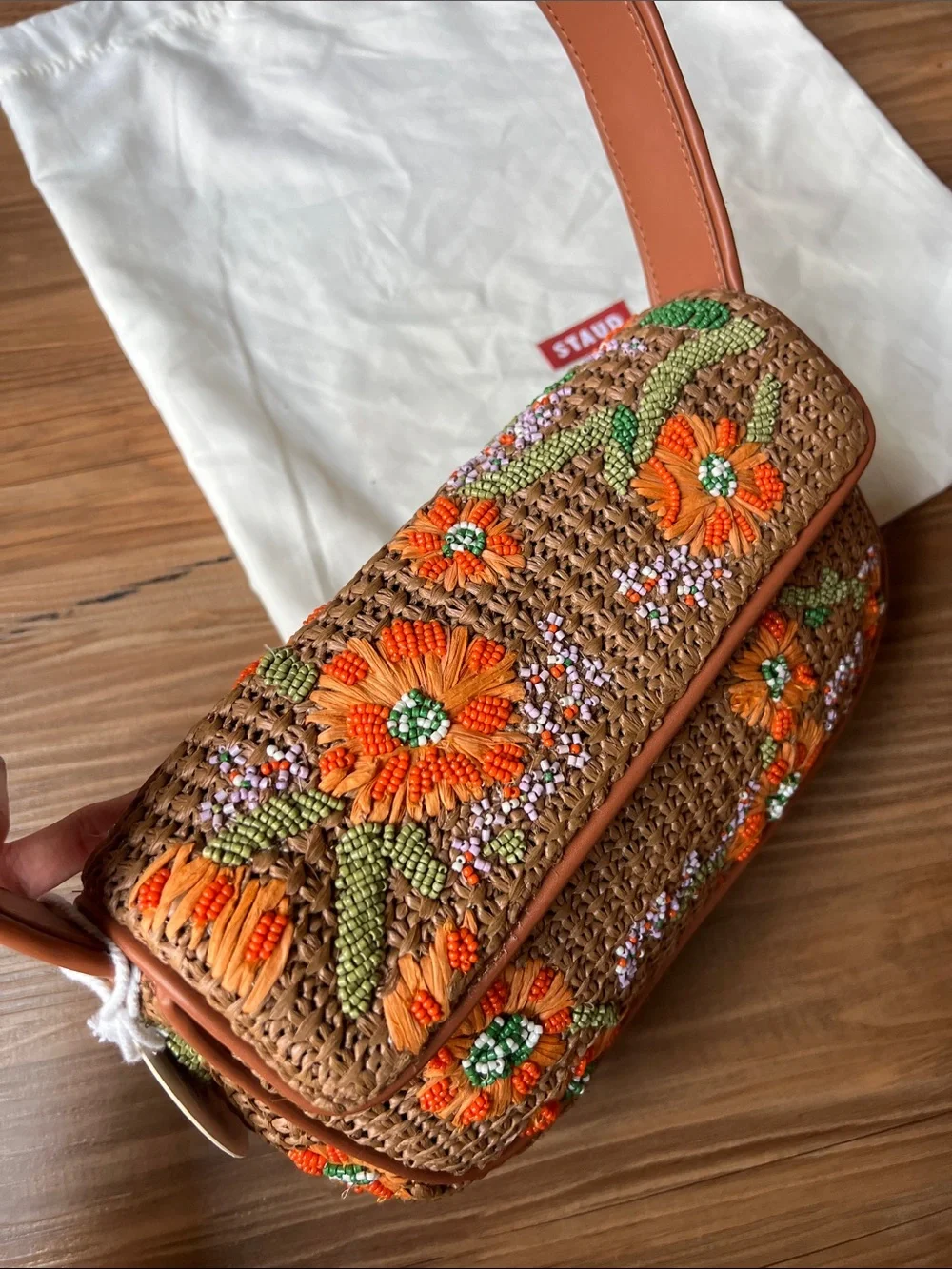 STAUD Tommy Beaded Bag Raffia - Picture 14 of 16